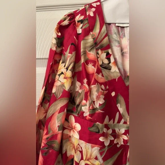 Zimmerman Floral-Print Linen Midi Wrap Dress - Picture 8 of 9